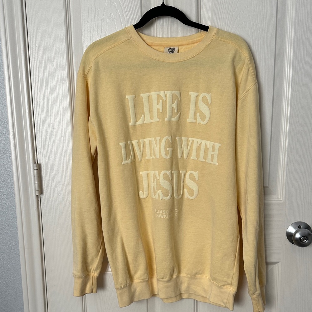 Yellow “Life is living with Jesus” Sweater